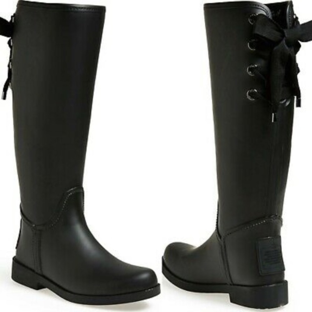 Coach Tristee Matte Black Rubber Rain Boots Size 8 - Picture 2 of 16